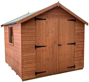 8ft x 8ft Bewdley Apex shed in Redwood